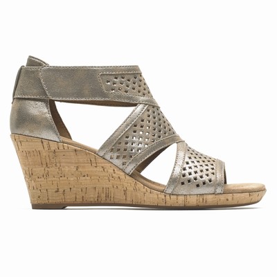 Rockport Cobb Hill Janna Caged Wedges Damen Silber QMA-459327